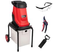 Broyeur électrique LEHMANN, 3000 W, 4500 tr/min pour branches jusqu'à 45 mm, bac de collecte 50 L, châssis avec roues