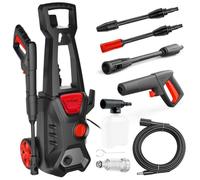 LEHMANN Jukon Nettoyeur Haute Pression, 1600 W, Max. 200 Bar, Débit 480 l/h, Tuyau 5 m, Pompe en Aluminium, Buse réglable & rotative, Lance à Mousse, Idéal pour Maison, Jardin, Terrasse, Voiture