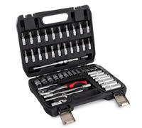 LEHMANN Mallette à outils remplie de 52 pièces, outils avec poignées en | Kit d'outils mobile dans une mallette pliable robuste avec poignée de transport, kit d'outils universel complet pour la