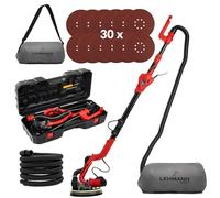 Ponceuse à col long Lehmann, ponceuse pour cloisons sèches, ponceuse mur/plafond, 1800 watts, Ø 225 mm, système d'aspiration, avec LED, 6 disques abrasifs et coffret inclus