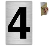 LEIASA | Numéro Maison n. 4-4x6,5 cm - Aluminium Gris - Boîte aux Lettres | Chiffre de Façade, Plaque Numérotation Pavillon, Autocollant Adresse Postale, Signal Portail Jardin et Allée Privée
