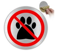 LEIASA | Panneau Accès Interdit aux Animaux - Ø 100 mm - Aluminium - Refus | Plaque Bête Non Admise, Autocollant Faune Bannie, Pancarte Compagnon Dehors, Sticker Cage Requise, Signal Rond Ferme