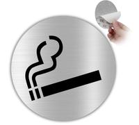 LEIASA Panneau adhésif permis de fumer - Diamètre : 100 mm - Épaisseur : 0,8 mm - Aluminium - Plaque de zone pour fumeurs - Signe de fumer autorisé - Panneau adhésif 3M Zone des fumeurs