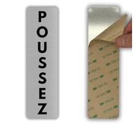 LEIASA | Panneau Poussez la Porte - 5x18 cm - Aluminium - Sens de Poussée | Plaque Pousser la Porte, Autocollant Ouvrant Devant, Sticker Porte Poussante, Pictogramme Manuel, Signalisation Avant