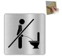 LEIASA | Panneau Prière de s'Asseoir - 10x10 cm - Aluminium - Uriner Assis | Plaque Pipi en Position Basse, Autocollant Lunette Propre, Pancarte Sol Sec, Sticker Hygiène, Écriteau Respect Commun