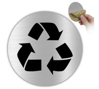 LEIASA | Panneau Recyclage - Ø 100 mm - Aluminium - Tri des Déchets Verts | Plaque Verre et Carton, Autocollant Bac Jaune, Pancarte Compost, Sticker Plastique Trié, Signal Geste Écologique Ici