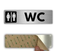 LEIASA | Panneau WC Mixtes - 5x18 cm - Aluminium - Toilettes Tous Usagers | Panonceau WC Unisexe, Plaquette Sanitaires Communs, Signalisation Cabinet Neutre, Repère Salle de Bain Hommes Femmes