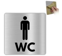 LEIASA | Plaque Flèche Toilettes Hommes - 12x12 cm - Aluminium - Messieurs | Panneau Flèche Sanitaires Garçons, Autocollant Urinoirs Cabinets, Sticker Signalisation Vestiaire Masculin, Douches