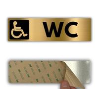 LEIASA | Toilettes Handicapé - 5x18 cm - Aluminium - Accès Fauteuil Roulant | Écusson WC Inclusif, Bandeau Cabinet Élargi, Fanion Barre d'Appui, Blason Sol Sans Seuil, Cachet Porte Accessible Ici