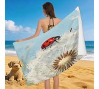 Leichong Serviette de Plage Coccinelle Cartoon, 3D Chic Grande Serviette de Bain Microfibre, Drap de Plage Séchage Rapide e Anti Sable pour Piscine Voyage, 90x180 cm