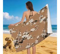 Leichong Serviette de Plage Fleur de Prunier Cartoon, 3D Esthétique Orientale Grande Serviette de Bain Microfibre, Drap de Plage Séchage Rapide e Anti Sable pour Piscine Voyage, 100x200 cm
