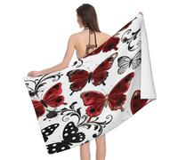 Leichong Serviette de Plage Papillon Cartoon, 3D Chic Serviette de Bain Microfibre, Drap de Plage Séchage Rapide e Anti Sable pour Piscine Voyage Couverture, 75x150 cm