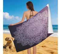 Leichong Serviette de Plage Style Ethnique, 3D Zen Grande Serviette de Bain Microfibre, Drap de Plage Séchage Rapide e Anti Sable pour Piscine Voyage Couverture, 90x180 cm