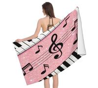 Leichong Serviette de Plage Symbole de Musique, 3D Style Cartoon Grande Serviette de Bain Microfibre, Drap de Plage Séchage Rapide e Anti Sable pour Piscine Voyage Couverture, 100x200 cm