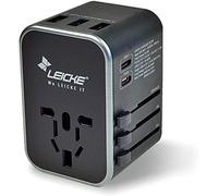 LEICKE Adaptateur Voyage Universel | Prise Internationale Tout-en-Un | Adaptateur Prise Universel Charge Rapide 18W PD QC | 3 USB, 2 Type-C, 1 AC pour +224 Pays (USA, UK, EU) | Fusible 8A