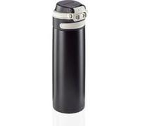 Leifheit Flip Bouteille isotherme (600 ml) avec bouchon à vis, mug voyage avec fermeture 100% anti-fuite, mug étanche avec ouverture à une main, noir 3271
