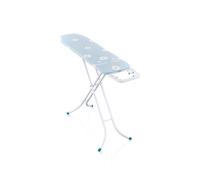 Leifheit 76193 Classic S Basic, table à repasser de taille standard, coton, polyuréthane, fer à repasser à sec et à vapeur, blanc, bleu, illustration, bleu, blanc