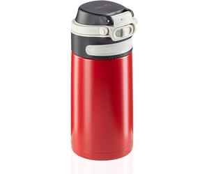 Leifheit Bouteille isotherme Flip 350 ml, thermos 100 % étanche, rouge | Gourde isotherme à poignée rabattable, 6 h chaud / 18 h froid, filtre intégré, sans BPA, système de verrouillage fiable