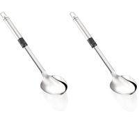 Leifheit Cuillère de service ProLine, Grande cuillère à légumes en acier inoxydable résistant à la chaleur, Cuillère de cuisine avec œillet de suspension, argenté (Lot de 2)