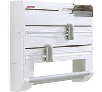 Leifheit Dérouleur mural Parat Plus ComfortLine, avec support de rangement | Grand espace de rangement avec 6 compartiments pour rouleaux et accessoires de cuisine, montage et rechargement facile