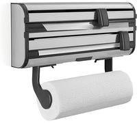 Leifheit Dérouleur Mural Parat Royal, Porte Sopalin pour 3 Rouleaux, Support de Rangement Cuisine en Acier Inoxydable avec Lames Tranchantes, Dévidoir Mural Porte Essuie Tout, Aluminium et Film