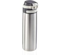 Leifheit Flip Bouteille isotherme (600 ml) avec bouchon à vis, mug voyage avec fermeture 100% anti-fuite, mug étanche avec ouverture à une main, argenté 3272