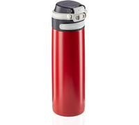 Leifheit Flip Bouteille isotherme (600 ml) avec bouchon à vis, mug voyage avec fermeture 100% anti-fuite, mug étanche avec ouverture à une main, rouge