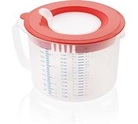 Leifheit Gobelet mesureur 3-en-1, Bol mixeur plastique avec protection anti éclaboussures, bec verseur et tamis, Broc mesureur avec couvercle 3169