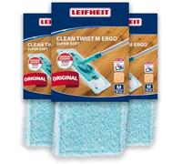 Leifheit Housse de Rechange Clean Twist M Ergo et Power Clean, Super Soft | Lot de 3, pour Clean Twist M Ergo et Power Clean M, pour parquet, sols stratifiés, bois, 33 cm, lavable 200 fois à 60 °C