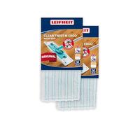 Leifheit Lot de 2X Housse Lave-Sol Micro Duo pour Clean Twist M Ergo et PowerClean, Housse de Rechange Microfibres, Housse pour Balai à Plat, Housse nettoyante pour Tous sols, Housse Double Fibre
