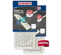 Leifheit Lot de 2 Housses Profi XL Coton Plus, Housse de Rechange en Coton pour Balai à Plat Profi XL, Housse nettoyante et absorbante pour Balai serpillère, pour Le carrelage et Les sols en Pierre