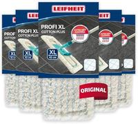 Leifheit Housse de Rechange Profi XL Cotton Plus, 42 cm, Lot de 5 | Pour balai Profi XL, ultra-absorbante, teneur en coton élevée, pour sols en pierre et carrelage, lavable 400 fois à 60°C