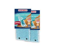 Leifheit Lot de 2 Housses Lave-Sol Clean Twist M Extra Soft, Housse de Rechange en Fibres spéciales, pour Les sols fragiles, Housse pour Balai nettoyante avec Absorption d'eau Minimale