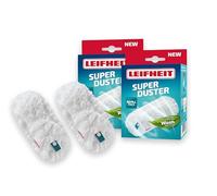 Leifheit Housse pour plumeau SUPERDUSTER, Lot de 2, Housses de Rechange lavables pour plumeau, dépoussiérage Efficace et Durable, Laver au Lieu de Jeter