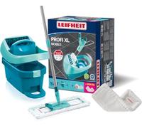 Leifheit Kit Balai serpillère Lave-Sol Profi XL avec Seau essore-Housse à roulettes, Microfibre, pour Lavage et SUPERDUSTER XL pour Nettoyage à Sec, Nettoyage des sols sans se baisser