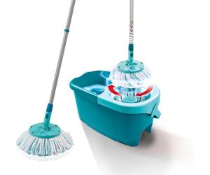 Leifheit Kit complet Balai serpillière, seau Clean Twist Disc Mop Ergo | Kit complet balai, serpillière et seau essoreur, ensemble balai serpillère, seau 6 litres, manche télescopique 109-140 cm