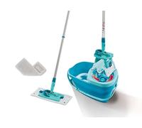 Leifheit Kit de lavage Clean Twist M Ergo molleton Micro Duo et SUPERDUSTER M, lave-sol avec housse microfibre pour lavage et housse pour nettoyage à sec des sols, balai serpillère et seau essoreur