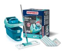 Leifheit Kit Profi XL Essore-housse avec Roulettes et Lave-Sol, housse de rechange incluse, seau et balais-serpillère simples à utiliser avec mécanisme d'essorage intégré