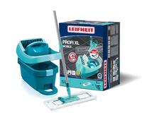 Leifheit Kit Profi XL Essore-housse avec Roulettes et Lave-Sol, Seau et Balais-Serpillère Simples à Utiliser avec Mécanisme d'Essorage Intégré