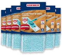 Leifheit lot de 6 housses super soft pour lave-sol Clean Twist M Ergo / PowerClean, housse de rechange en fibres spéciales, pour le parquet, housse pour balai nettoyante avec absorption d’eau minimale