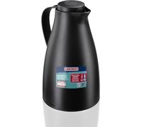 Leifheit Pichet isotherme 1L Harmonic, Pichet thermos café et thé 100% étanche, Thermos café chaud jusqu'à 24h, ouverture fermeture et versement d'une seule main, thermos design sans BPA, noir