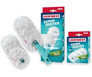 Leifheit Plumeau SUPERDUSTER, Plumeau Dépoussiérant avec 2 Housses lavables | Plumeau dépoussiérant à embout flexible, housses en microfibre 360° lavables, capte poussières et allergènes sans dispersion