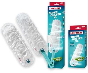 Leifheit Plumeau SUPERDUSTER XL, Grand Plumeau avec 2 Housses lavables | Plumeau dépoussiérant à embout flexible, housses en microfibre 360° lavables, capte poussières et allergènes sans dispersion