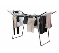Leifheit Séchoir à Linge Pegasus 180 Solid Black, 18 m d'étendage, noir | Ailes à 105 cm pour le linge long, étendoir linge intérieur et extérieur, 2 supports petites pièces, tancarville robuste