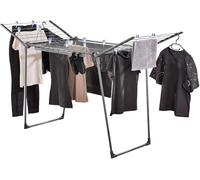 Leifheit Séchoir À Linge Pegasus 200 Solid Black, Étendoir 20 m d'étendage | Tancarville robuste pour intérieur et extérieur, ailes de 107cm pour le linge long, 2 supports petites pièces, 5 cintres