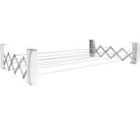 Leifheit Séchoir mural Teleclip 74 Extensible, sèche linge dépliable avec 7 barres, longueur d'étendage de 7,40 m, étendoir à linge pour intérieur & extérieur