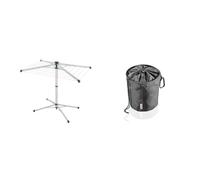 Leifheit Séchoir Parapluie sur Pied LinoPop-Up 140, étendoir à Linge Pratique, Compact & léger & Sac Pinces à Linge, Pochon Noir pour Ranger Jusqu’à 100 Pinces à linges
