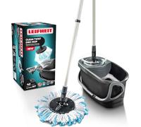 Leifheit Set Clean Twist Disc Mop Ergo Black, Balai serpillère, Seau | Balai serpillière, mop tous types de sols, tête pivotante à 360°, seau essoreur, manche télescopique 109-140 cm, noir