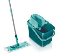 Leifheit Set Combi Clean M, seau et balai essoreur faciles d'utilisation, balais serpillière avec mécanisme d'essorage intégré, kit de lavage sol vert 55356