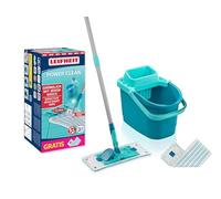 Leifheit Set PowerClean, Balai serpillère et Seau essoreur ménageant Le Dos, kit avec 2 Housses serpillière Micro Duo pour Un Nettoyage en Profondeur, mécanisme d'essorage Facile, Click-System